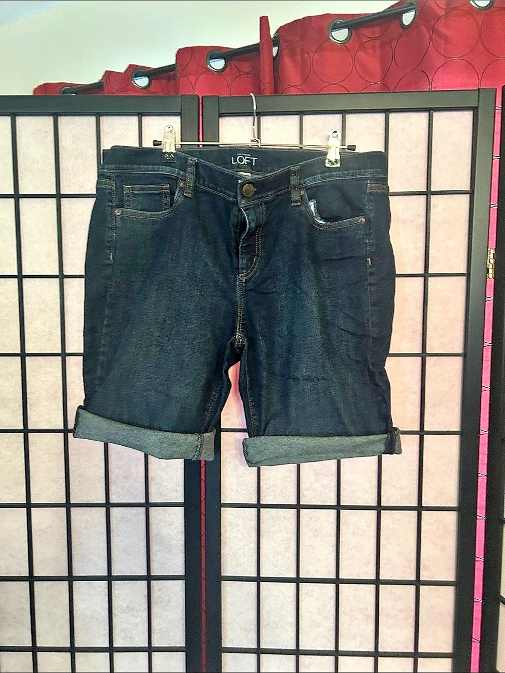 LOFT Women's Denim Bicycle Jean Shorts in Blue